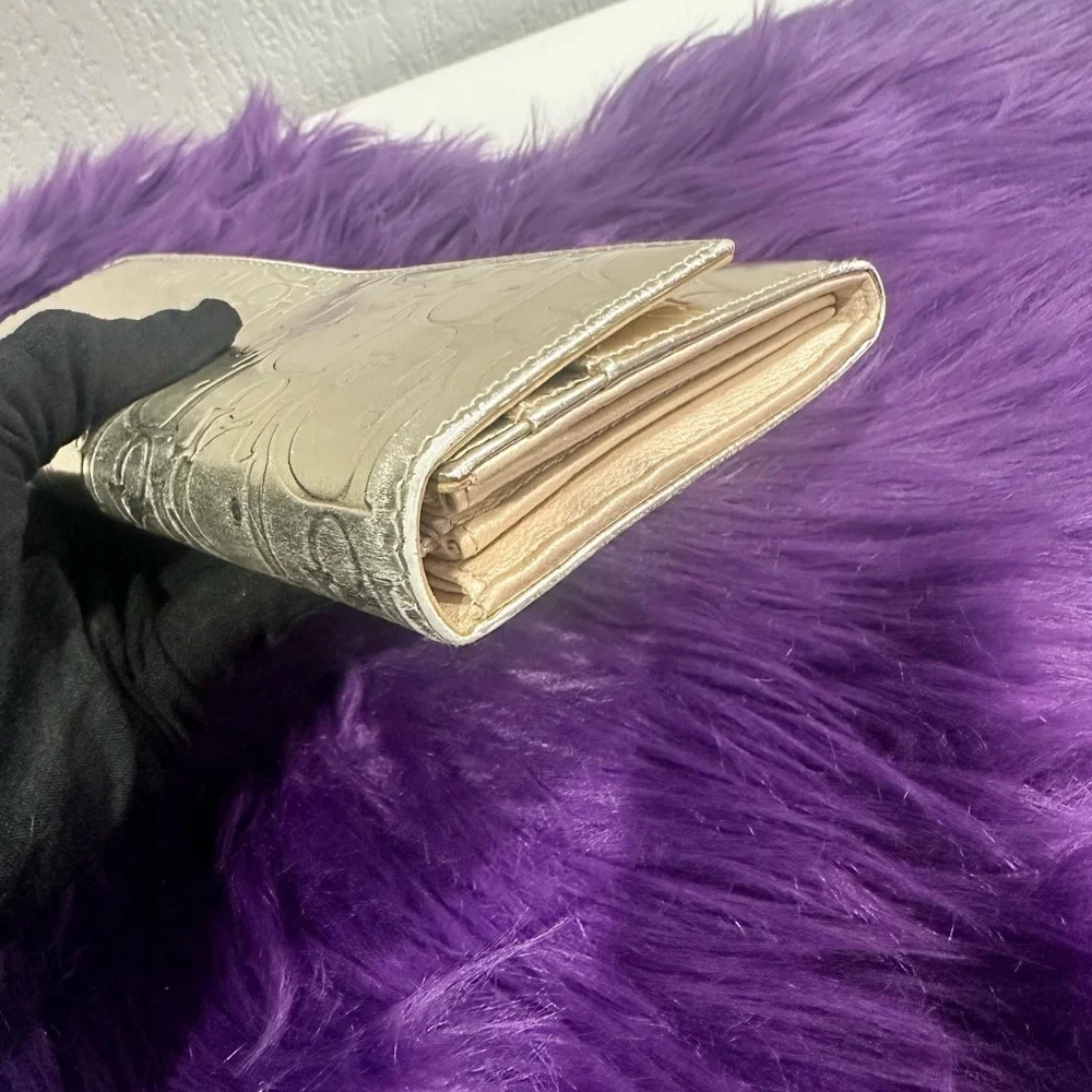 DIOR PATENT LEATHER EMBOSSED CONTINENTAL WALLET